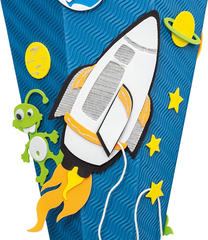 ROTH Schultüten-Bastelset Space 68cm 6-eckig Rot(h)-Spitze Kreppverschluss, Space