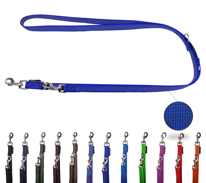 Hundeleine gummiert verstellbar/Doppelleine gummiert für mittlere und grosse Hunde / 2m / 2,40m / 2,