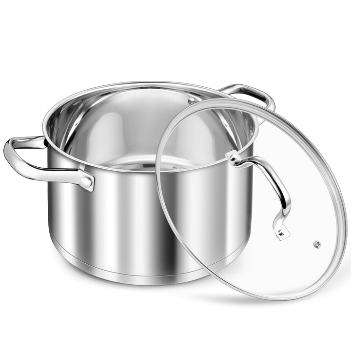 TEAMFAR Kochtopf 24cm, 5,7L Gross Edeastahl Topf Nudeltopf Induktion mit 3-Lagen Boden für alle Herd