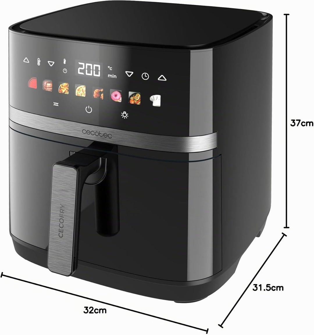 Cecotec Cecofry&amp;Grill Duoheat 8000 Luftfritteuse mit Doppelgrill, Air Fryer, 8 l, 2.200 W, perfekte