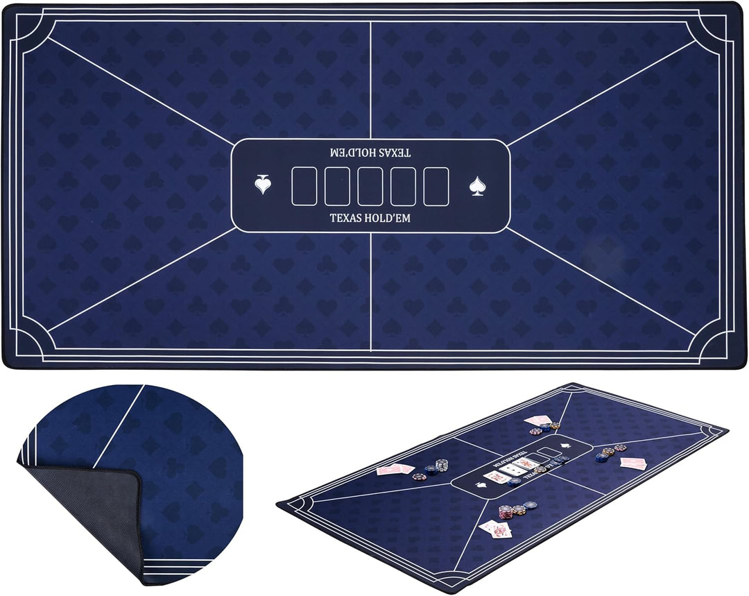 Engelhart - 320993 – Pokermatte blau – rutschfeste Spielfläche 120 cm x 60 cm – Dicke: 3 mm – Bedruc
