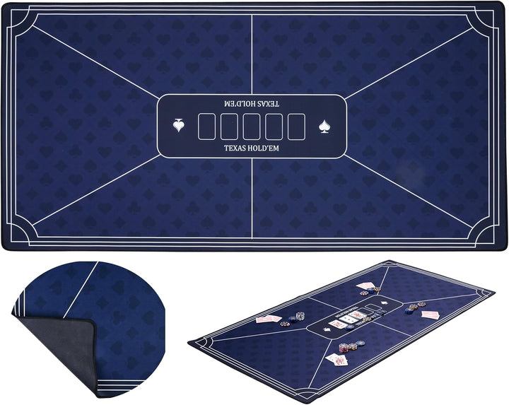 Engelhart - 320993 – Pokermatte blau – rutschfeste Spielfläche 120 cm x 60 cm – Dicke: 3 mm – Bedruc