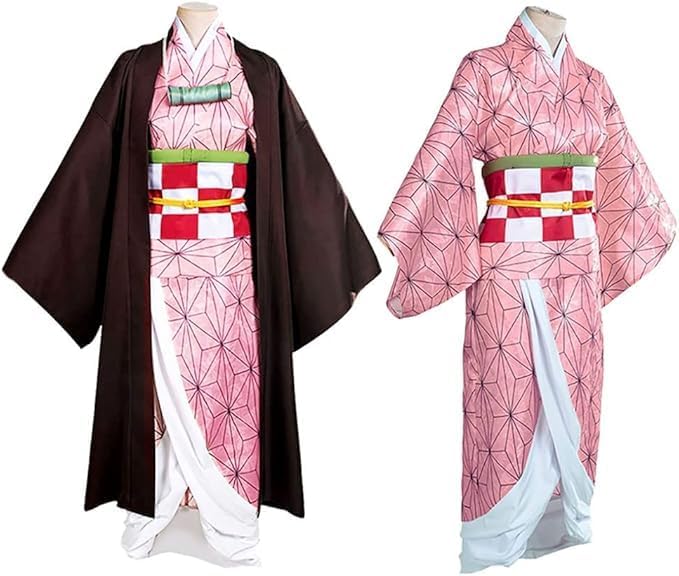 JYakeji 10 Stück Nezuko Cosplay Kostüm Kimono für Kinder Erwachsene Japanisches Anime Kostüm Hallowe