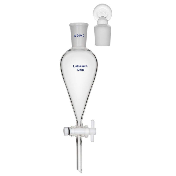 Labasics 125ml Borosilikatglas Konischer Scheidetrichter mit PTFE-Absperrhahn, Separatory Funnel 125