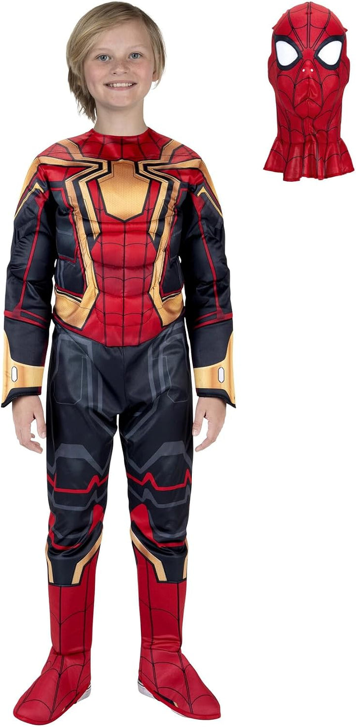 Marvel Jungen Deluxe Iron Spider Man Kostüm, Kinder Spiderman integrierter Anzug für Kinder Grösse M