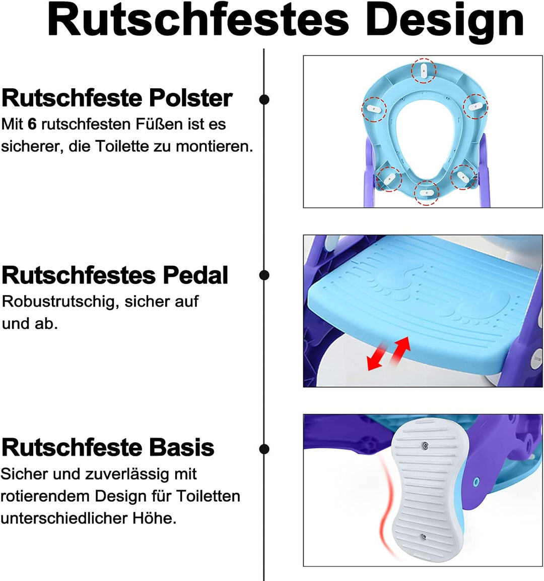 XMTECH Kinder Toilettentrainer Toilettensitz mit Treppe Faltbar Töpfchentrainer WC Trainer Höhenvers