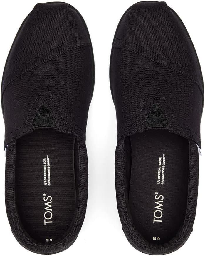 TOMS Herren Alp FWD Flacher Slipper 40.5 EU Black Black Recycled Cotton Canvas, 40.5 EU Black Black