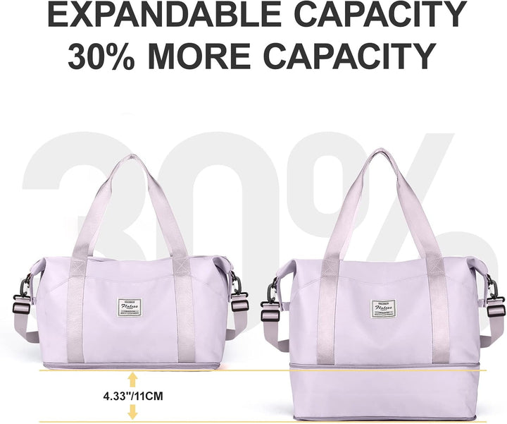 Reisetasche Damen Sporttasche mit Kulturbeutel 40x20x25 Ryanair Handgepäck Tasche Weekender Bag Schw