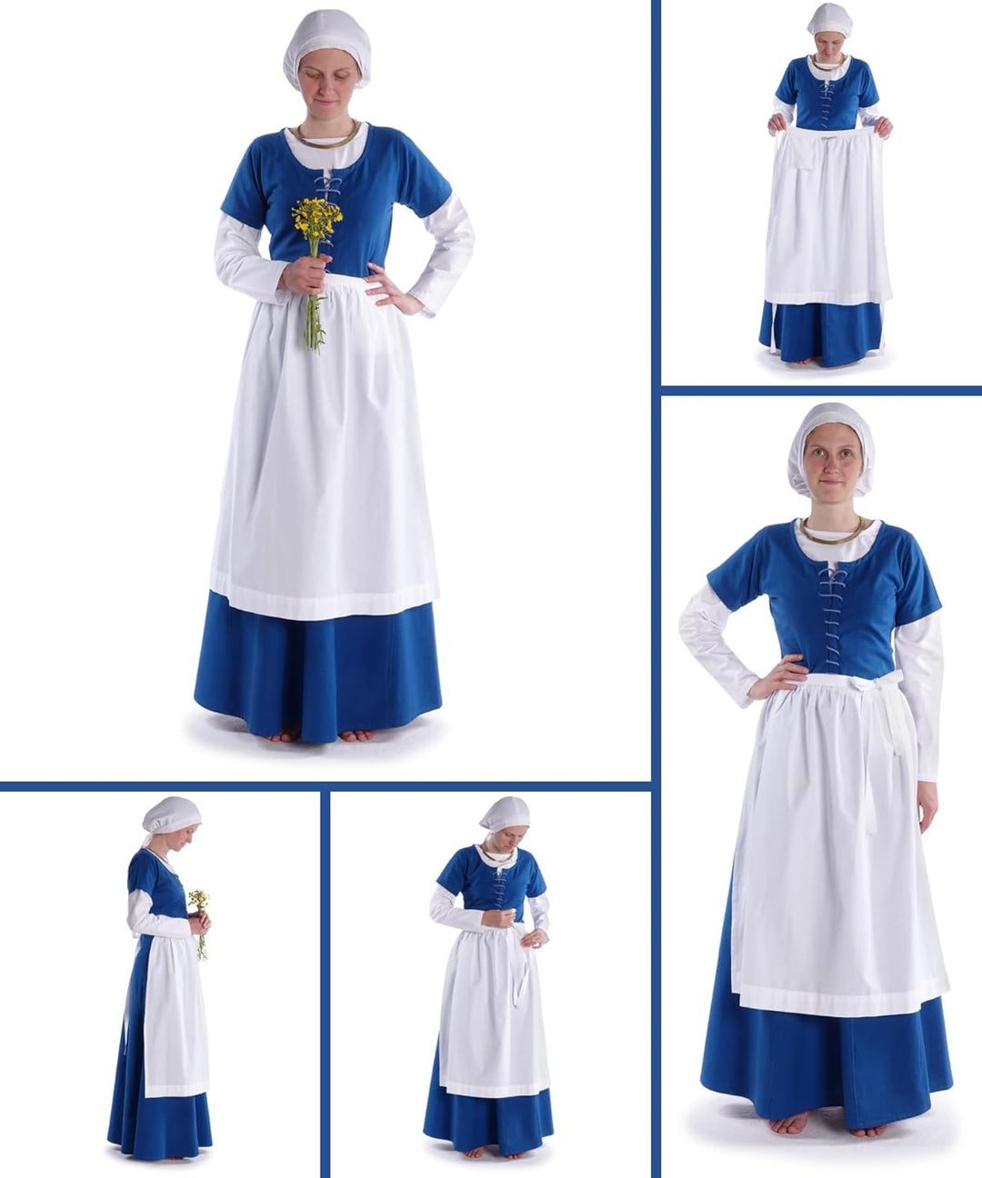Mittelalter Schürze Baumwolle Modell: Repanse Weiss, Weiss