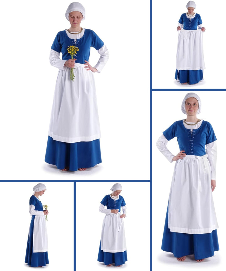 Mittelalter Schürze Baumwolle Modell: Repanse Weiss, Weiss