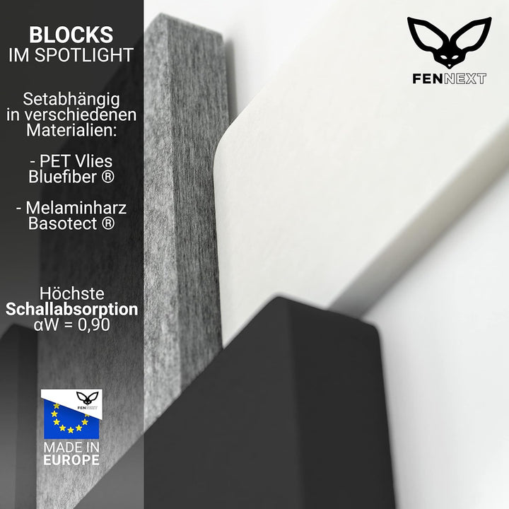 FENNEXT® Schallabsorber Wand Paneele [6 Stk.] für spürbar reduzierte Geräusche I Modernes Akustikbil