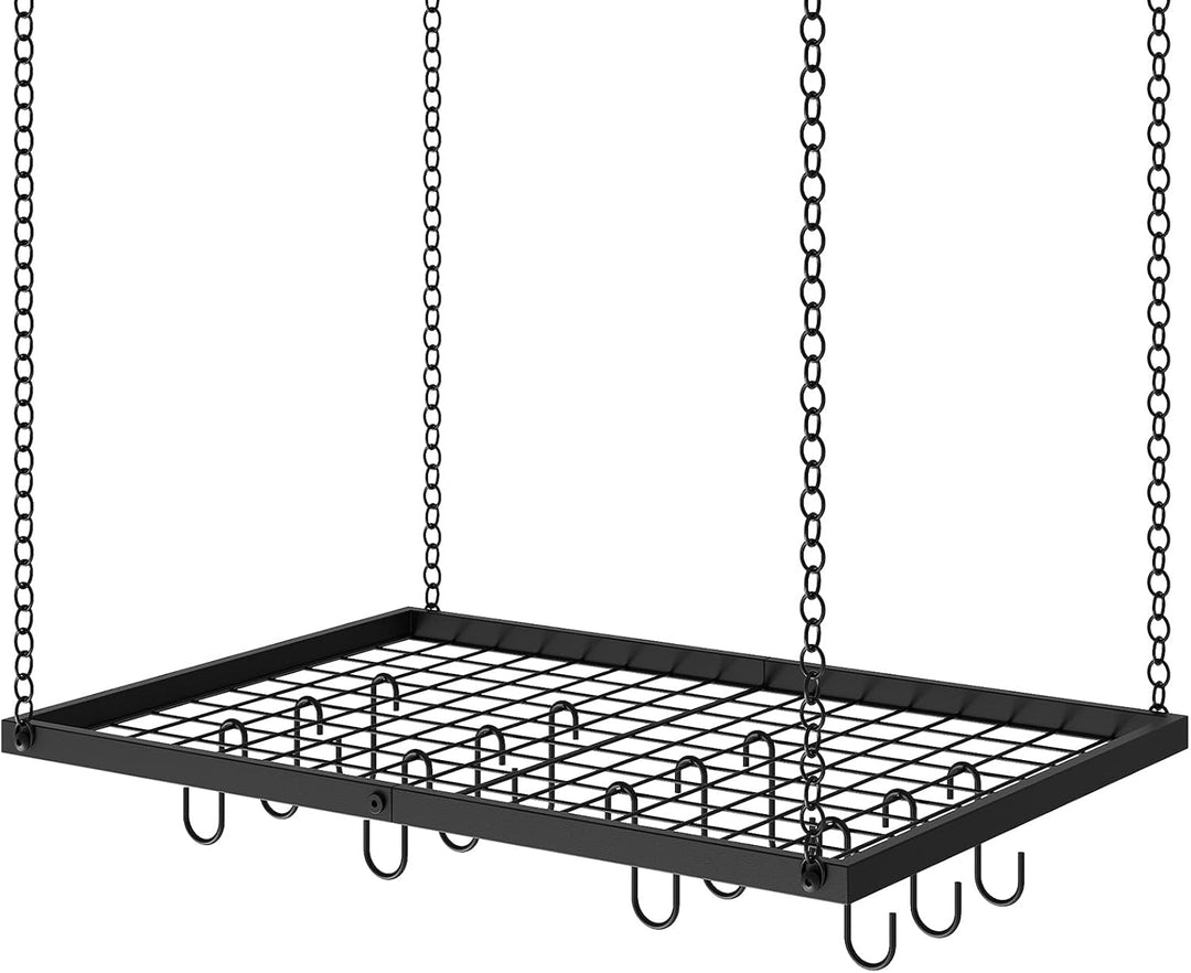 CHOEZON Küchenregal Hängend, Topfregal, Deckenregal, Metall, mit 12 Haken, für Küche, Esszimmer, Koc