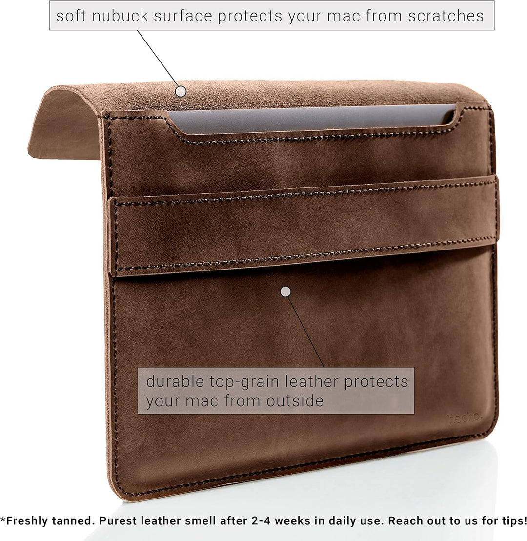 hecho. Ledertasche Fernando für Apple MacBook Pro 15" (2016, 2017, 2018 &amp; 2019, Touch Bar) - Handgef