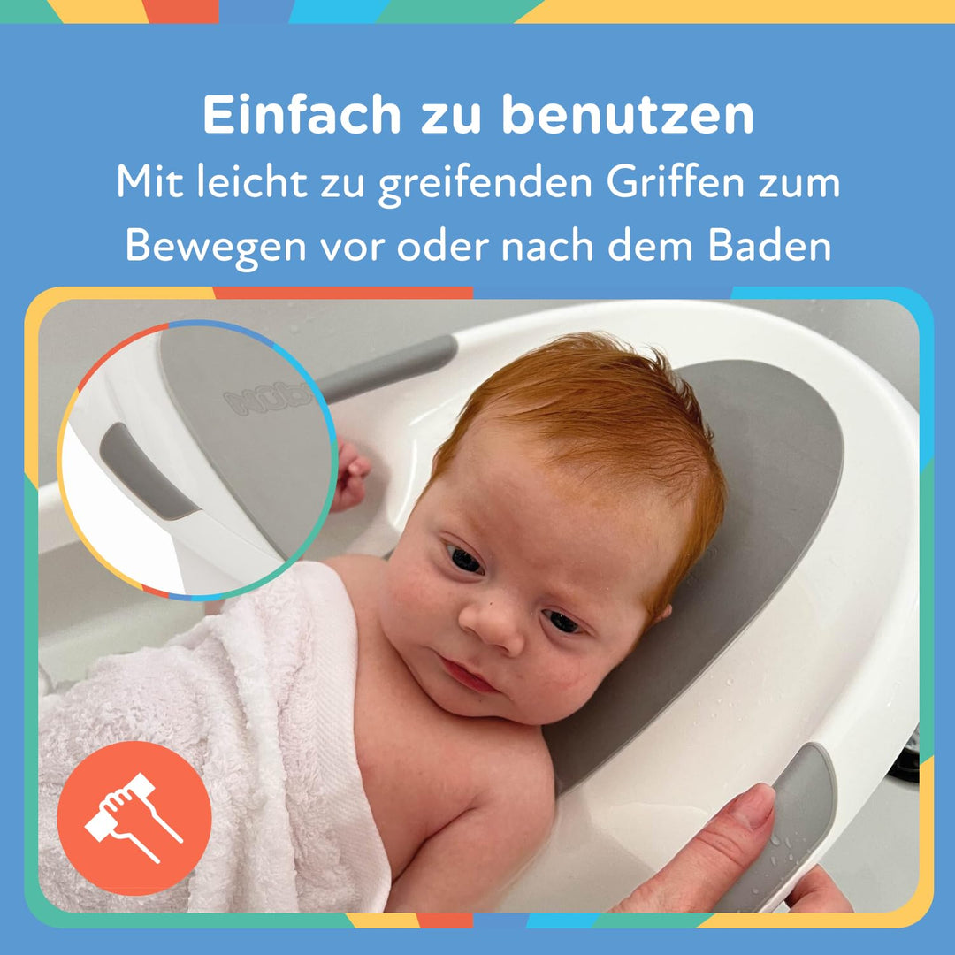 Nuby – Babybadewanne ab Geburt mit integrierter rutschfester Unterstützung & weichem Kopfpolster – K