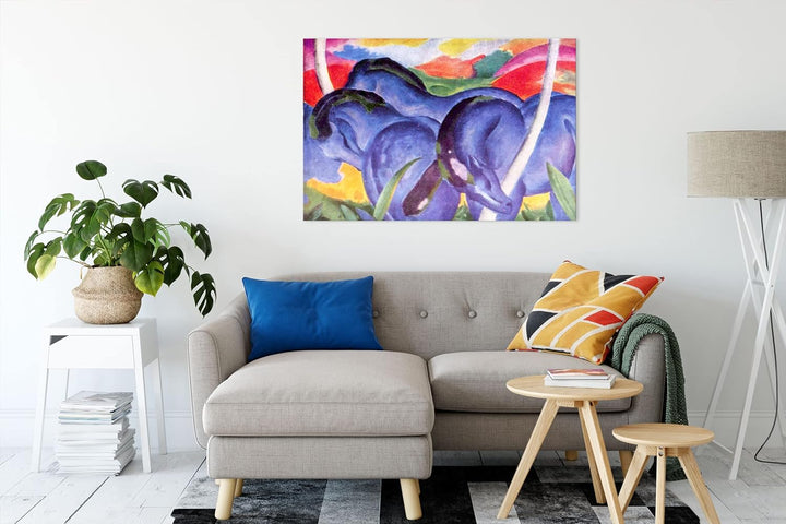 Franz Marc - Die grossen blauen Pferde als Leinwandbild / Grösse: 120x80 cm / Wandbild / Kunstdruck