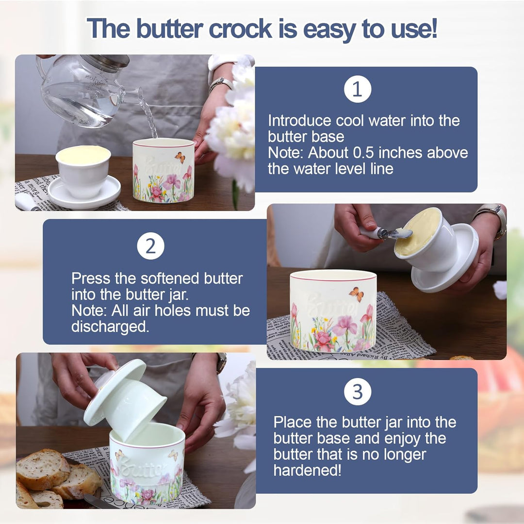 Butterglocke Keramik, Französische Butterdose, Wassergekühlte Butterdose für Frische und Streichfähi