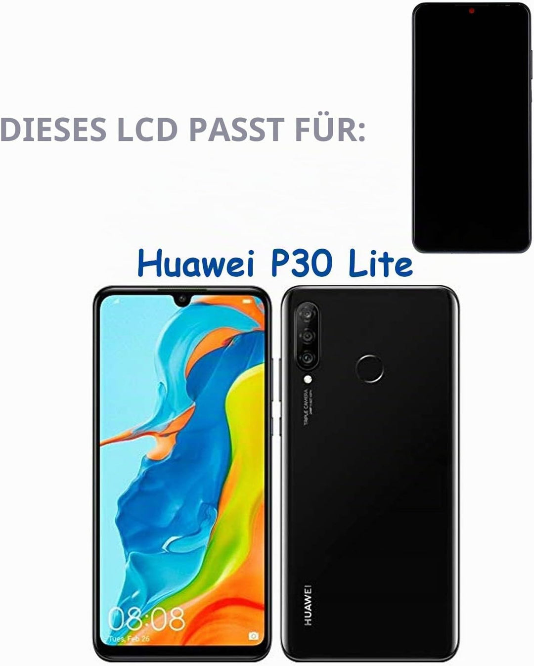 swark LCD Display Kompatibel mit Huawei P30 Lite Touchscreen Bildschirm Digitizer Assembly Glas + To
