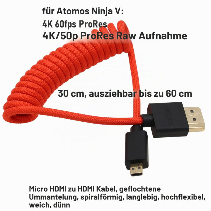 HangTon Micro HDMI 4K120 8K60 Rohkabel für ATOMOS Ninja V Ultra Shinobi, Sony ZV-E10 A7C A7R IV A670