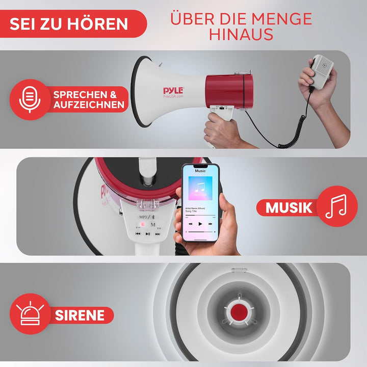 Pyle PMP52BT Pyle Pro bluetooth megaphone with AUX (3.5mm) Input Built-in USB Flash & SD Memory Card