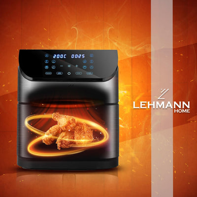 Lehmann Friteuse Heissluft XXL 1800 W, Heissluftfritteuse 8L mit bis zu 10 Programmen, Air Fryer mit