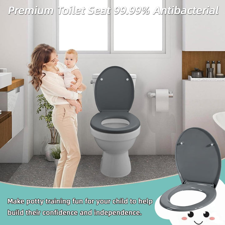 WC Sitz Mit Absenkautomatik,Toilettendeckel Ovale-Form Hochwertige Und Stabile Antibakterieller Toil