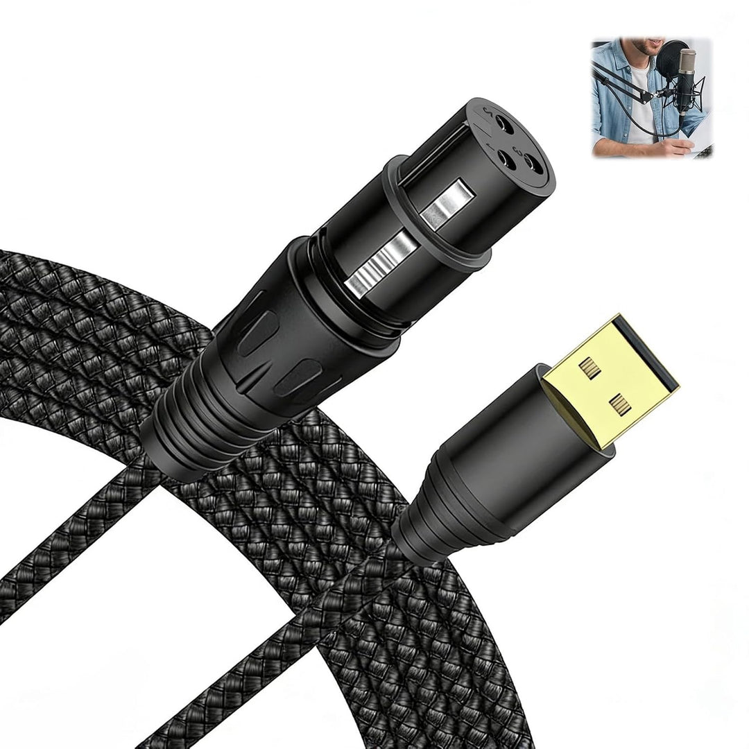 XLR auf USB Mikrofonkabel 1,5 m mit Integriertem DAC, Profi Adapter für Aufnahmen und Streaming, Plu