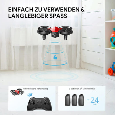 Tomzon mini Drohne für Kinder Anfänger RC Quadrocopter mit 24min Lange Flugzeit, Kampfdrohne mit 360
