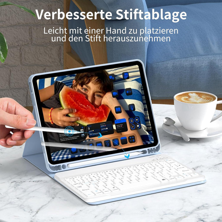 Tastatur Hülle für iPad (A16) 11 Zoll 2025 & iPad 10. Generation 10,9 Zoll 2022, Magnetische Abnehmb