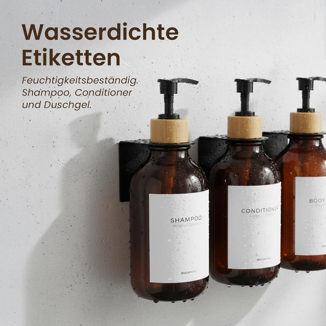 MaisoNovo Shampoo Flaschen zum befüllen – Duschseifen Seifenspender Wandbefestigung – 500 ml Set mit