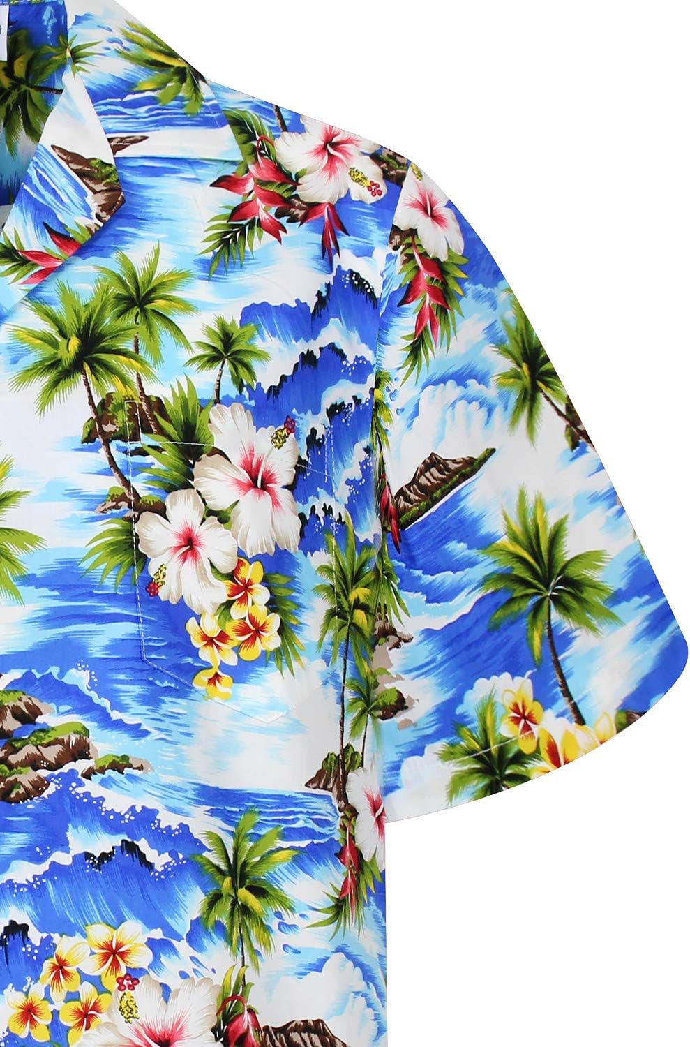 Pacific Legend Original Hawaiihemd, Kurzarm, Welle, Blau, 4XL
