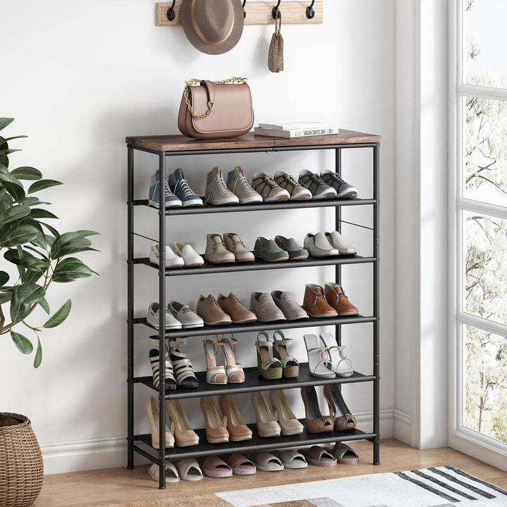 Schuhregal, 6-stöckiges Schuhablage mit oberem MDF-Paneel und Regal Vliesstoff für Eingangsbereich,