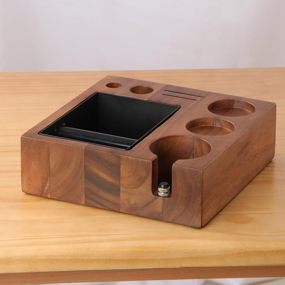 Tamperstation Holz Coffee Tamping Station Tamper Station mit Knock Box, Barista Zubehör,58mm, 58mm