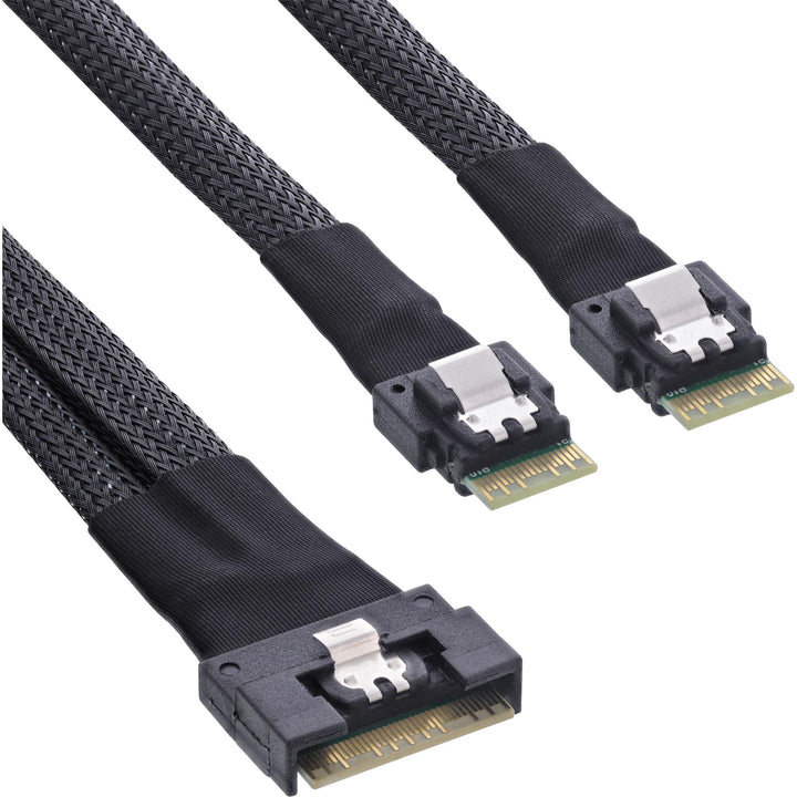 InLine Slim SAS Kabel, SFF-8654 8i zu 2x SFF-8654 4i, 1m, 27649C, 1m