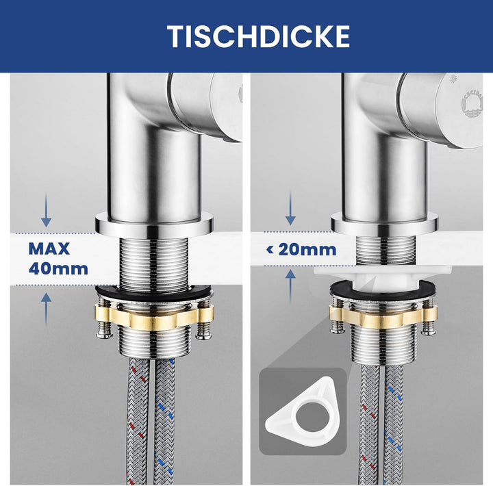 CECIPA Flexibler Küchenarmatur Schwarz, Wasserhahn Küch mit 2 Strahlarten, Mischbatterie Küche Schwa
