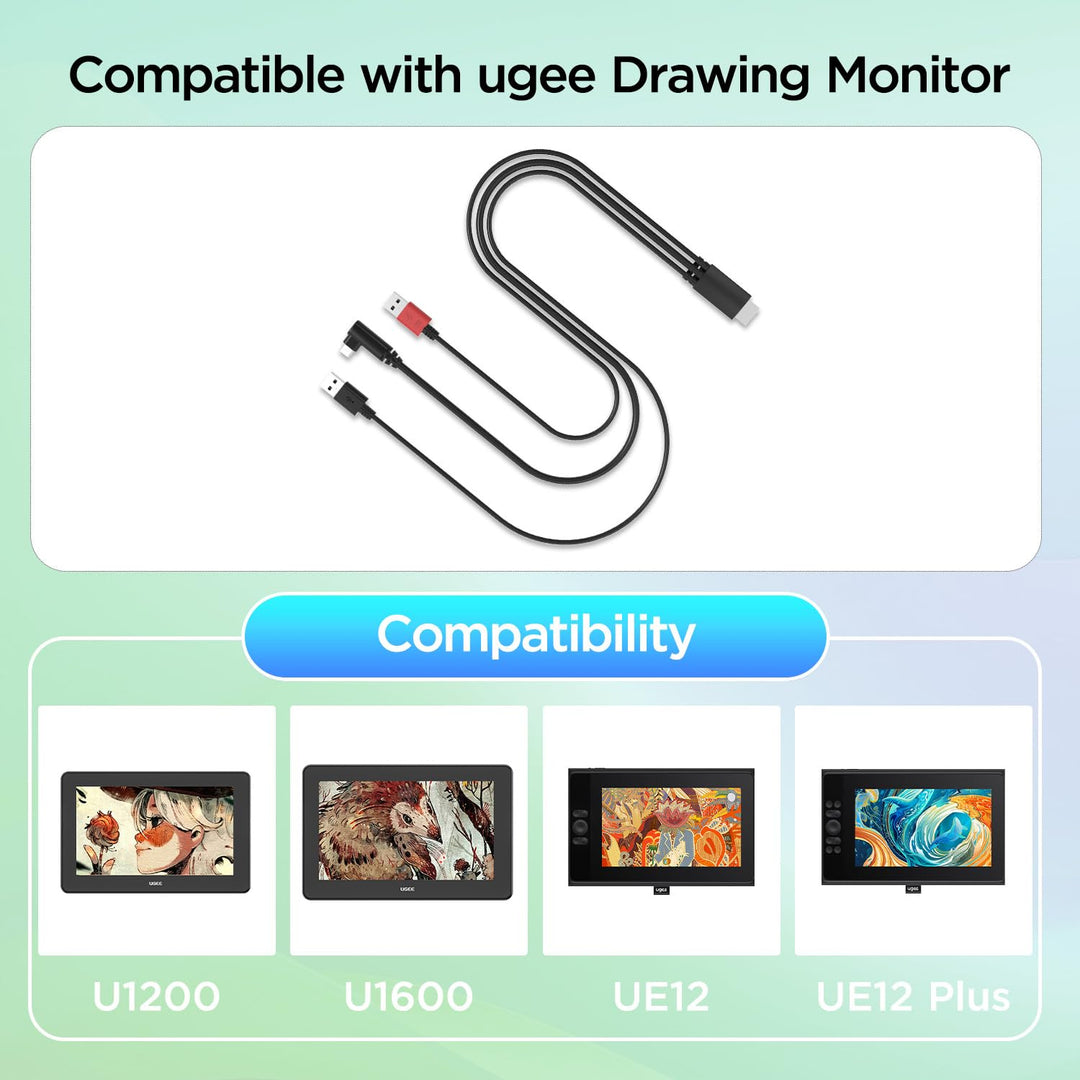 Ugee USB C zu HDMI+2USB1.8M unterstützt 3-in-1 Typ-C-Schnellladekabel, Videodatenübertragung kompati