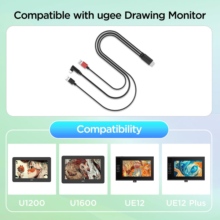 Ugee USB C zu HDMI+2USB1.8M unterstützt 3-in-1 Typ-C-Schnellladekabel, Videodatenübertragung kompati