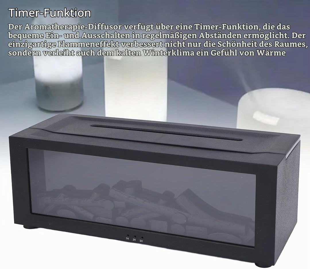 Fireplace Diffuser, Diffuser Kamin mit 3D Flammen, Kaminöl-Diffusor mit Timer, Leiser Kamindiffusor