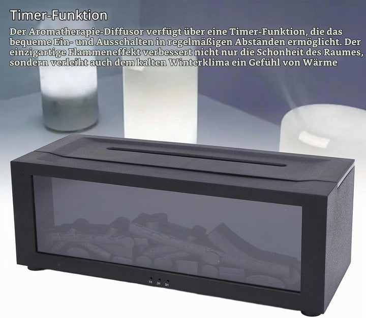Fireplace Diffuser, Diffuser Kamin mit 3D Flammen, Kaminöl-Diffusor mit Timer, Leiser Kamindiffusor