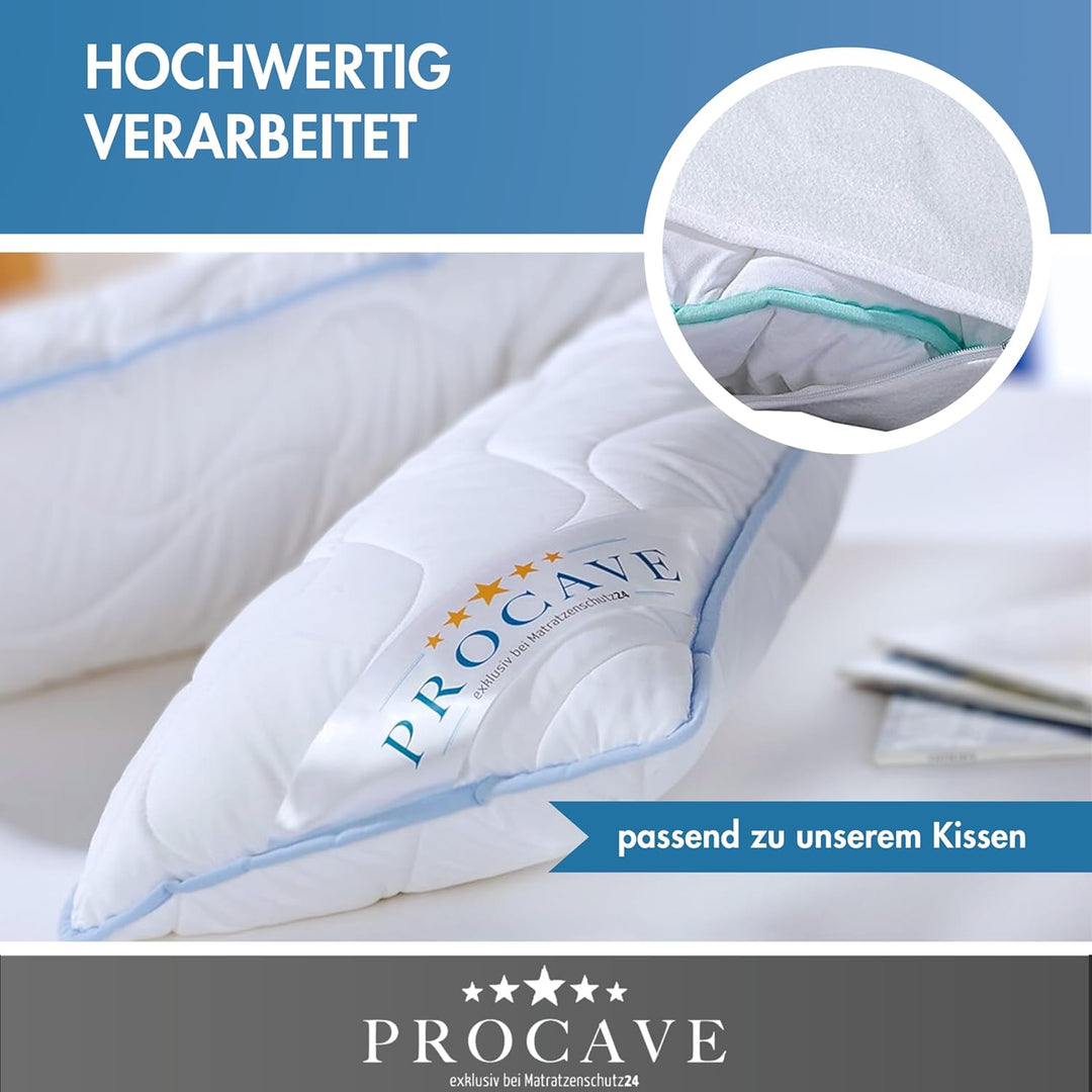 PROCAVE Feinflanell - Schutzbezug für Seitenschläfer-Kissen in der Grösse 40 x 145 cm aus 100% Baumw