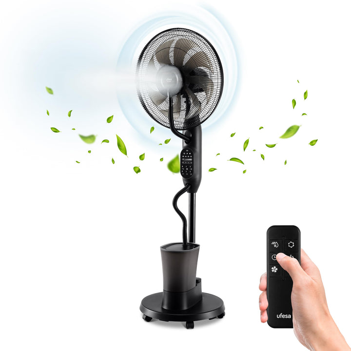 Ufesa Mist Fan VNDC Vernebler Ventilator, Ultra Silent, Fernbedienung, 3 Modi, Timer, 9 Geschwindigk
