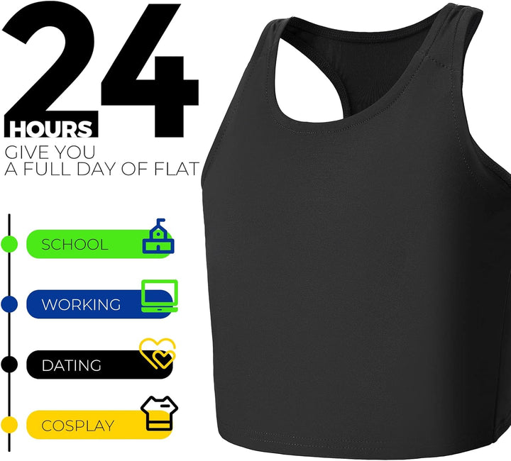 Wonababi Brustbinder, ultraflacher Transbinder mit Pull-on-FTM-Binder-BH Schwarz L, Schwarz L