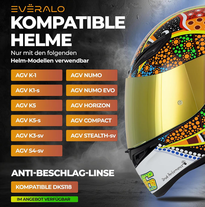 Everalo Kompatibel mit Agv K1 Visier - K3sv - K5 - K5s - K1s - S4sv - Horizon - Skyline - Strada - S