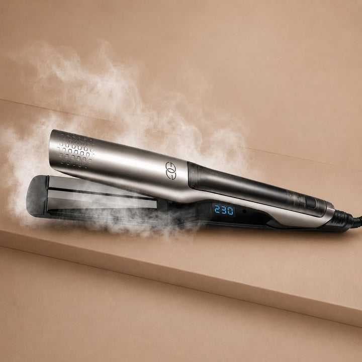 Glätteisen Locken Lockenstab und Glätteisen 2-in-1, Professionelles Haarglätter Dampf & 42mm Breite