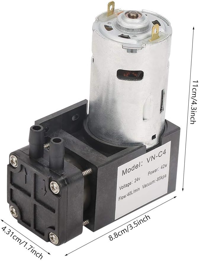 Vakuumpumpe DC 24V Wasser Luft Gas -85KPa Durchfluss 40L / min Ölloser Luftpumpenmotor