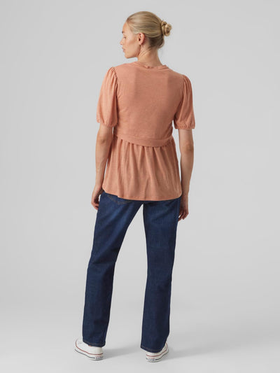 MAMALICIOUS Damen Umstandshirt, S Golden Ochre/Detail:melange