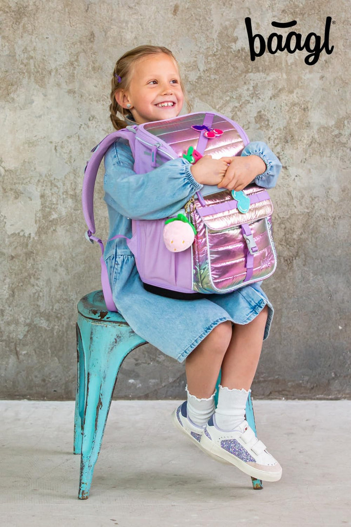 Baagl Schulranzen Mädchen Set 3 Teilig (Zippy Schultasche für 1. Klasse, Mäppchen, Turnbeutel), Grun