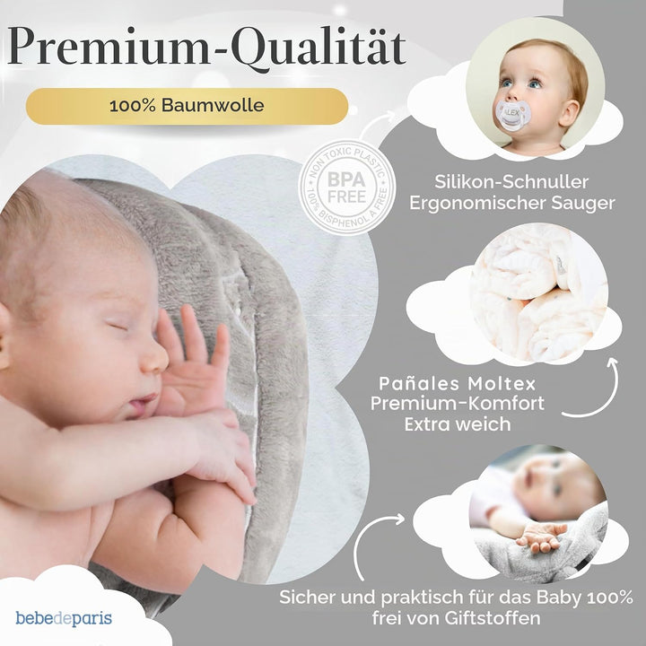 BebeDeParis | Unisex Windeltorte. Torte mit 15 Windeln, Bestickt, Fleece-Decke und Schnuller, Grösse