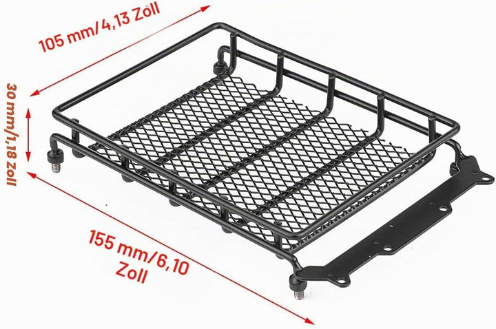 Dachträgerkorb, Dachgepäckträger Schwarz für SCX10 1/10 1/8 RC Car für CC01 / CR01 / D90 RC Crawler