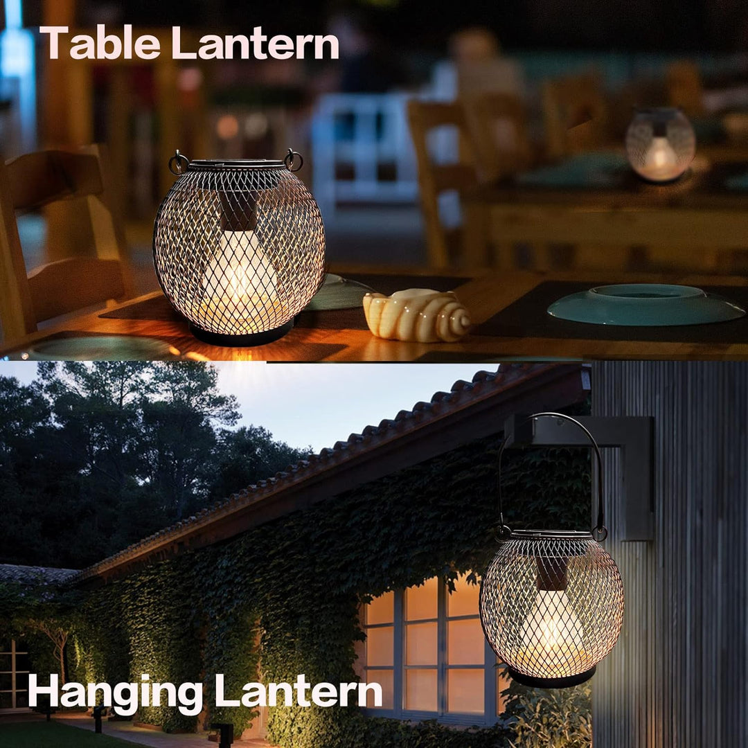 pearlstar Solarlampen für aussen Garten 2er Set Schwarz metall Wasserdichte Solar Leuchten Hänge Gar