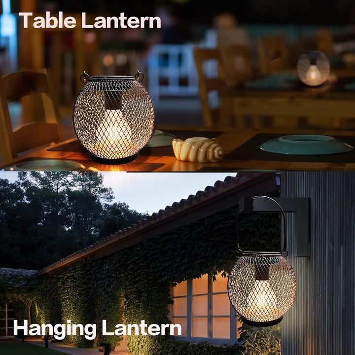 pearlstar Solarlampen für aussen Garten 2er Set Schwarz metall Wasserdichte Solar Leuchten Hänge Gar